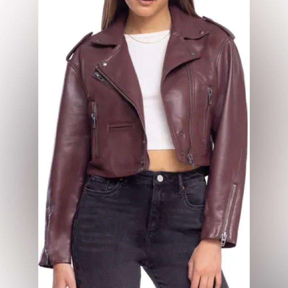 NWT Blank NYC Faux Leather Crop Moto Jacket size Small